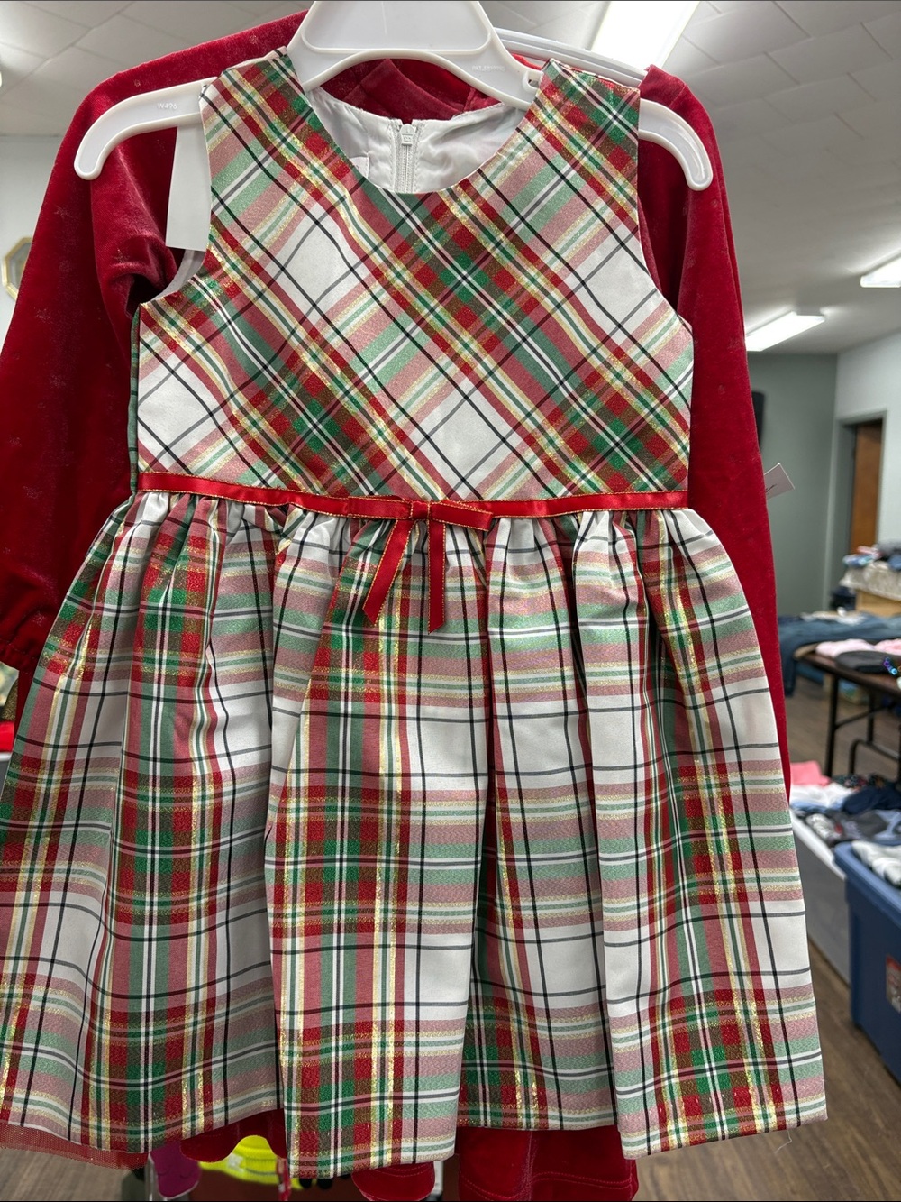 Bonnie Baby Red, Green & White Plaid Holiday Dress